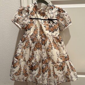 Janie and Jack Floral Dress in Cream and Gold